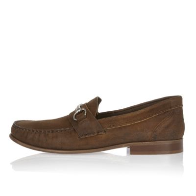 Brown leather snaffle loafers